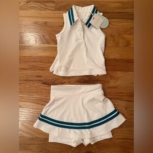 SweetHoney White and Teal Kids Skort Set